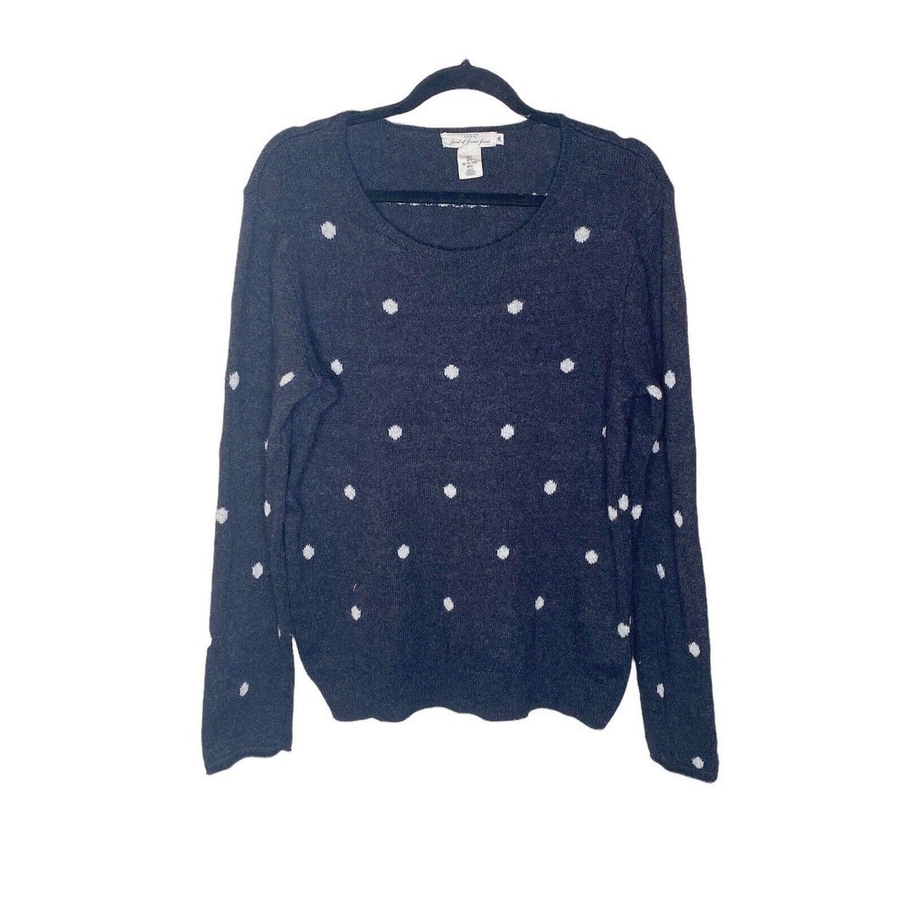 H&M Logg Womens Crew Wool Blend Sweater Size L Black White Dot